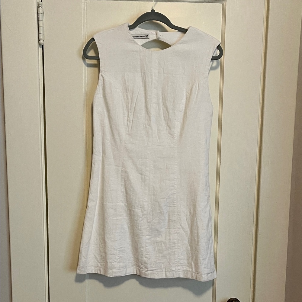 NWT Abercrombie Women's Linen-Blend Shell Mini Dress color: white size: SP